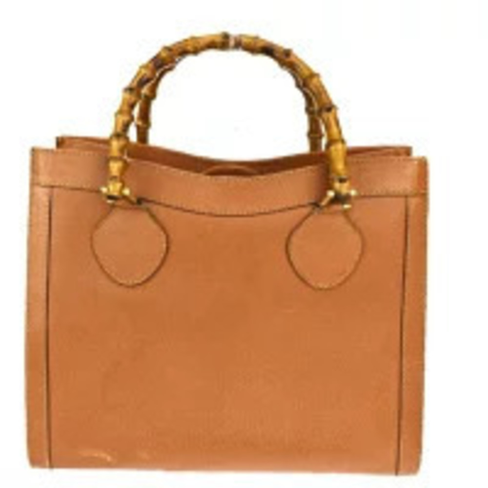 Gucci Bamboo Handbag Brown Leather